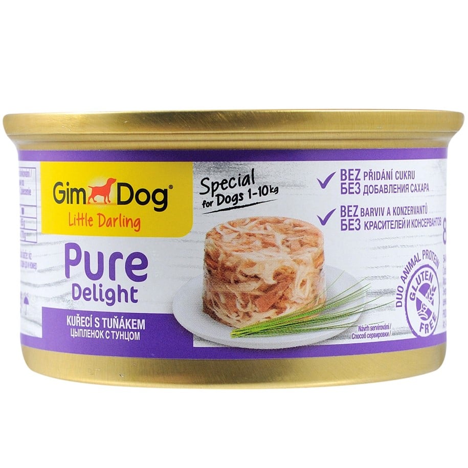 Влажный корм для собак GimDog LD Pure Delight, для миниатюрных пород весом до 10 кг, с курицей и тунцом, 85 г - фото 1