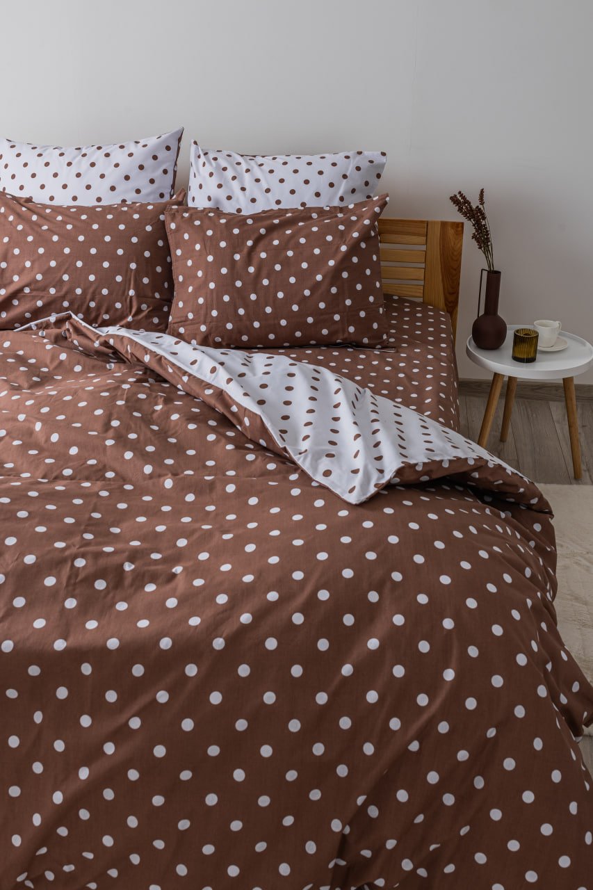 Комплект постельного белья ТЕП Happy Sleep Cappuccino Dots двуспальный коричневый с белым (2-03795_25128) - фото 4