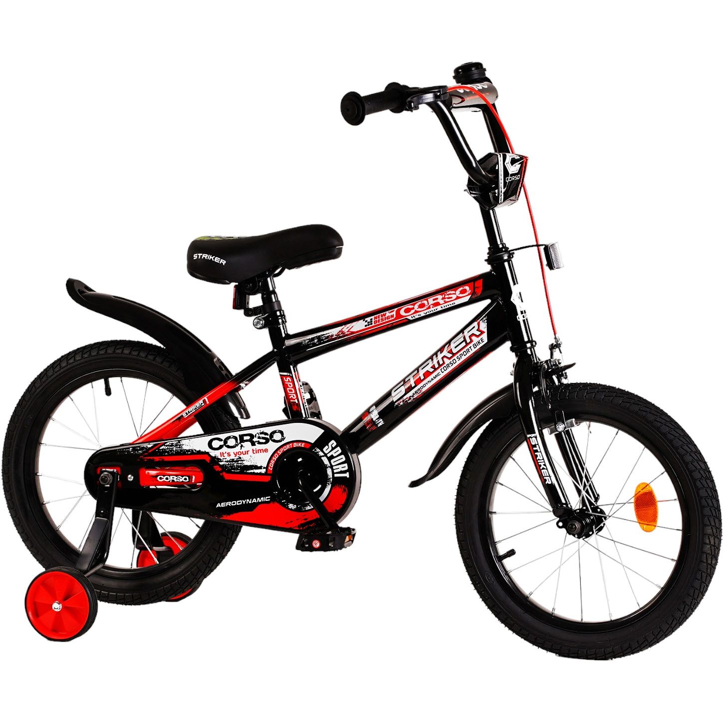 Детский велосипед Corso 16 дюймов черно-красный 231909 - фото 1