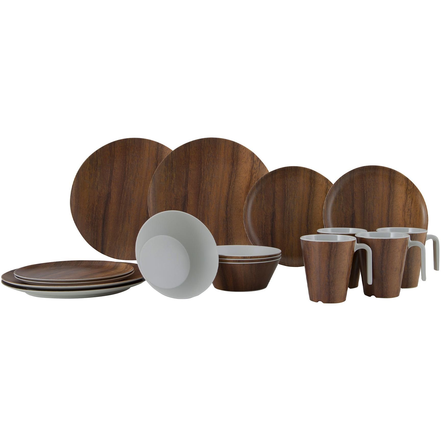 Сервіз столовий Gimex Tableware Nature Wood меламін 16 предметів 4 персони коричневий (6913100) - фото 1