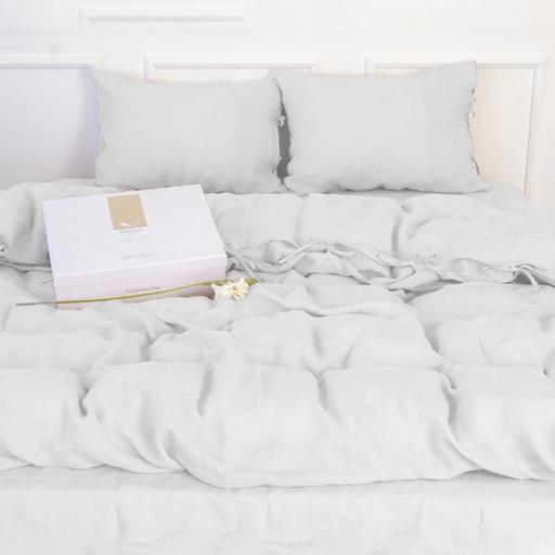 Комплект постельного белья MirSon Natural Linen Winter flower лен полуторный белый (2200008249182) - фото 4