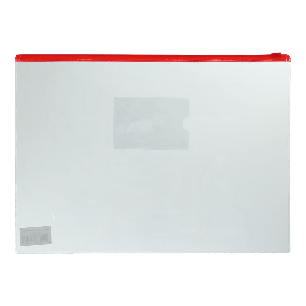 Папка-конверт на блискавці zip-lock Buromax А4 глянцевий прозорий пластик червона (BM.3946-05) - фото 1