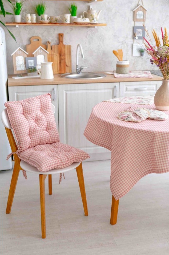 Подушка для стільця Прованс Bella, 40х40 см, клітинка, рожевий (13560) - фото 2