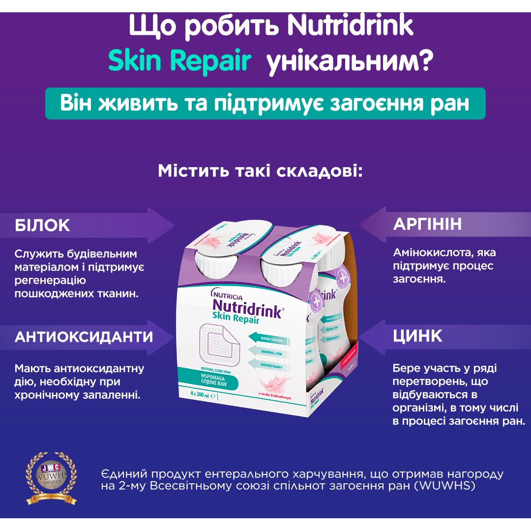 Энтеральное питание Nutricia Nutridrink Skin Repair Strawberry flavour 4 шт. x 200 мл - фото 7