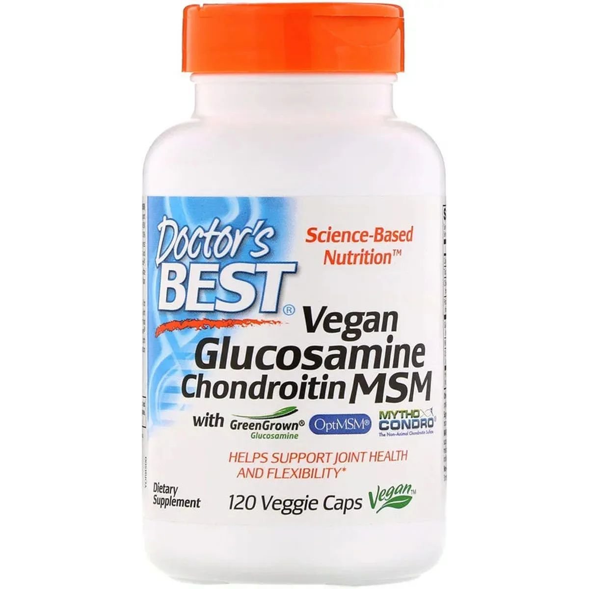 Вегетарианский Глюкозамин Хондроитин и МСМ Doctor's Best Glucosamine Chondroitin MSM 120 капсул - фото 1