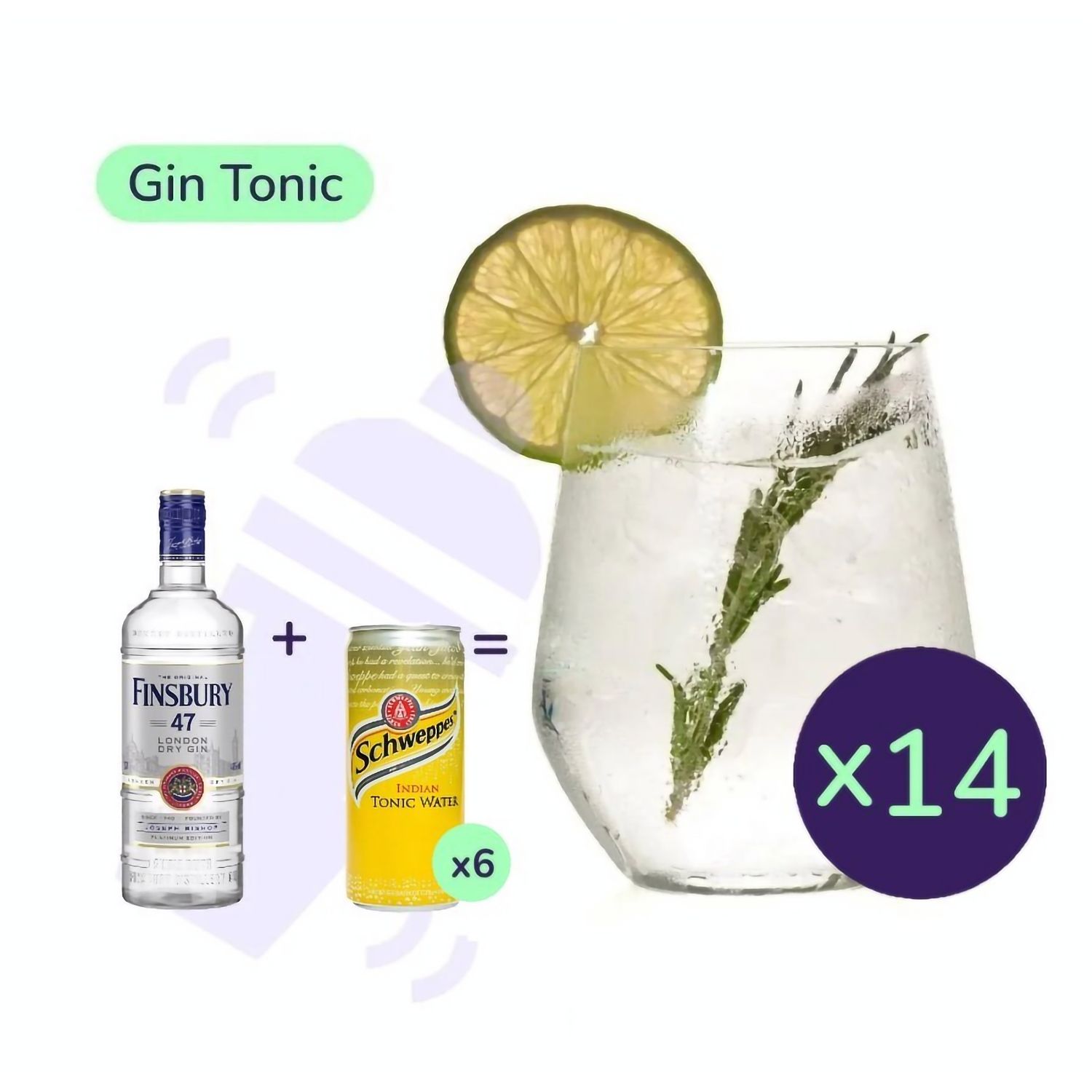 Коктейль Gin Tonic (набор ингредиентов) х14 на основе Finsbury - фото 1