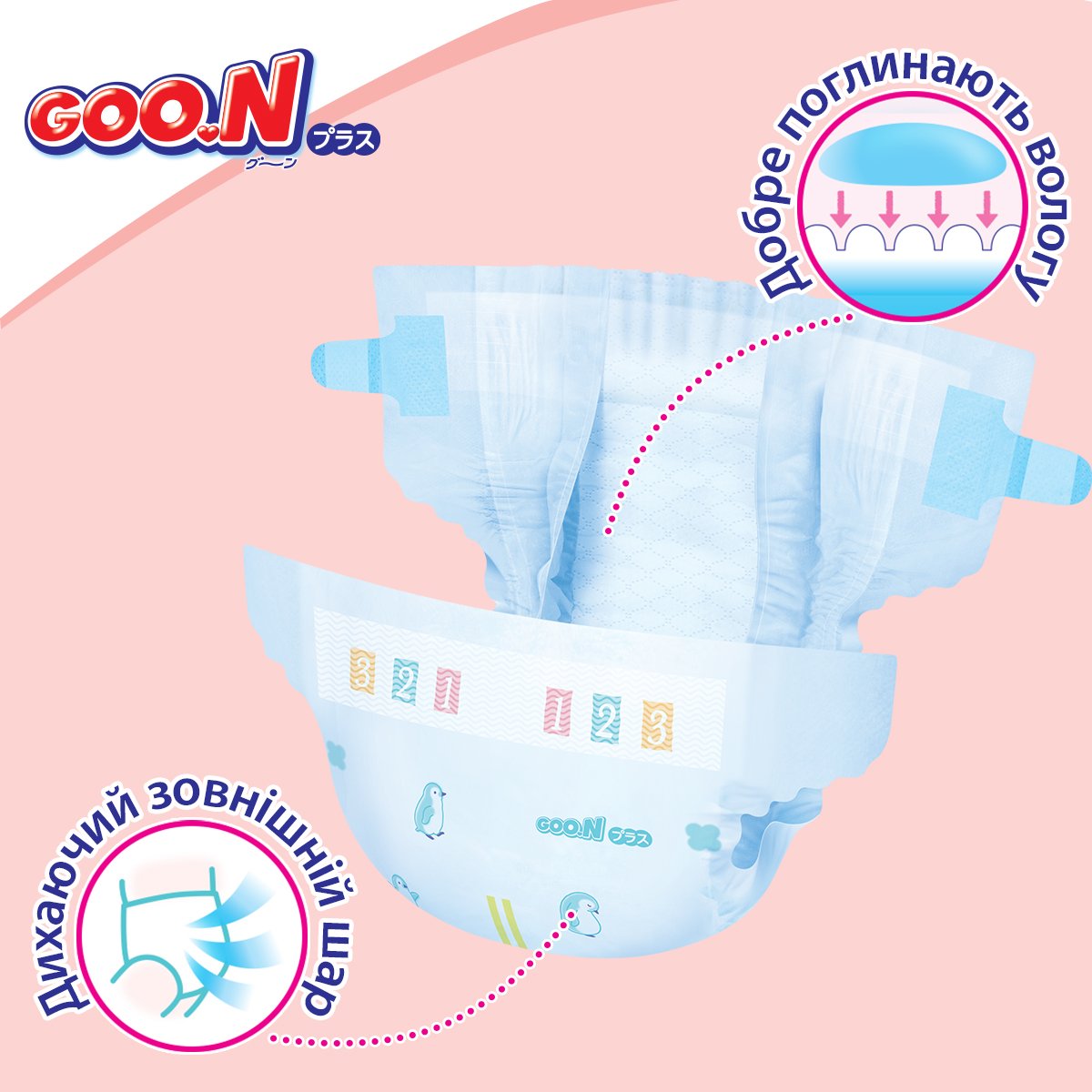 Підгузки для немовлят Goo.N Plus 1 (до 5 кг), 76 шт. - фото 8