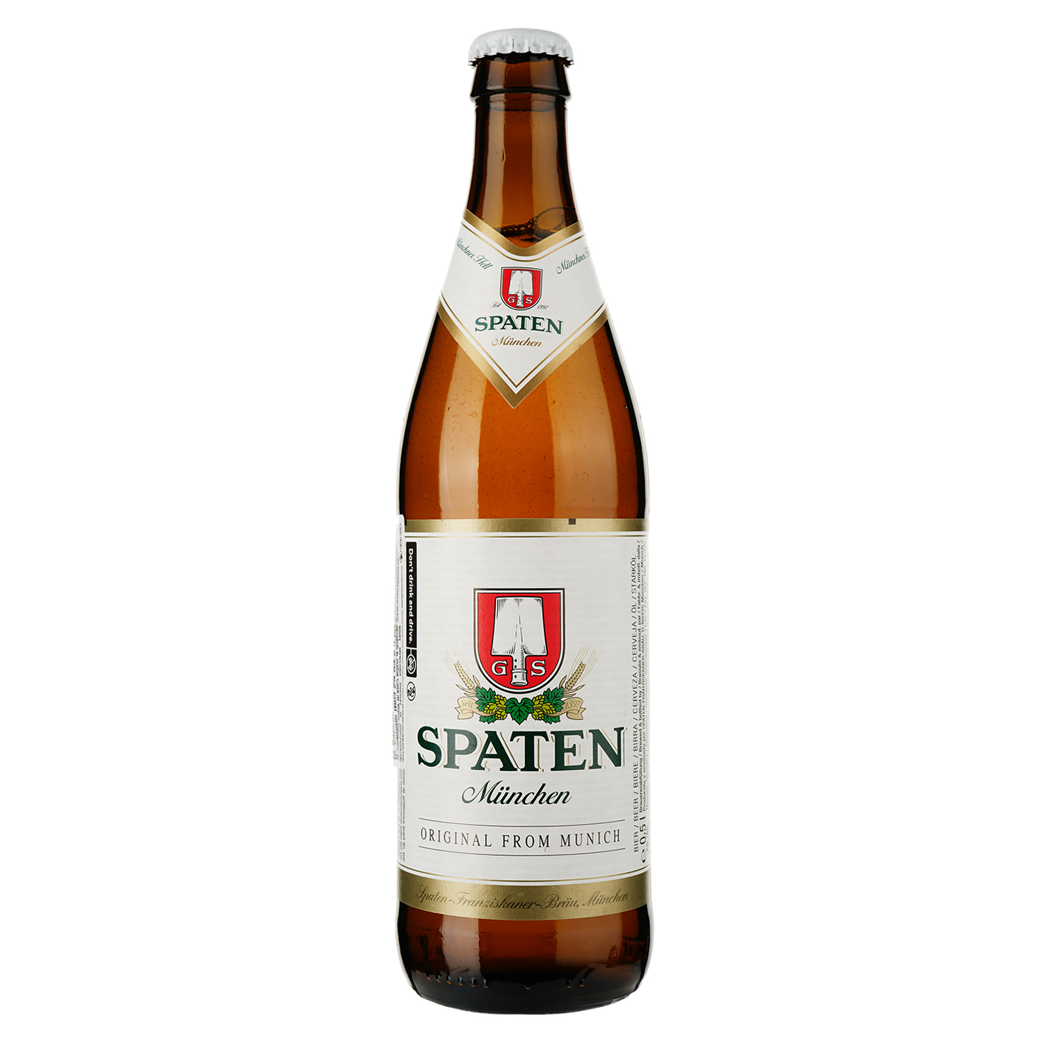 Пиво Spaten Munchen, светлое, фильтрованное, 5,2%, 0,5 л (786385) - фото 1