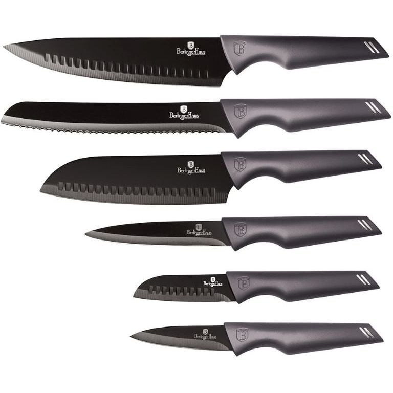 Набір ножів Berlinger Haus Metallic Line Carbon Pro Edition, 6 предметів, сірий (BH 2596) - фото 1