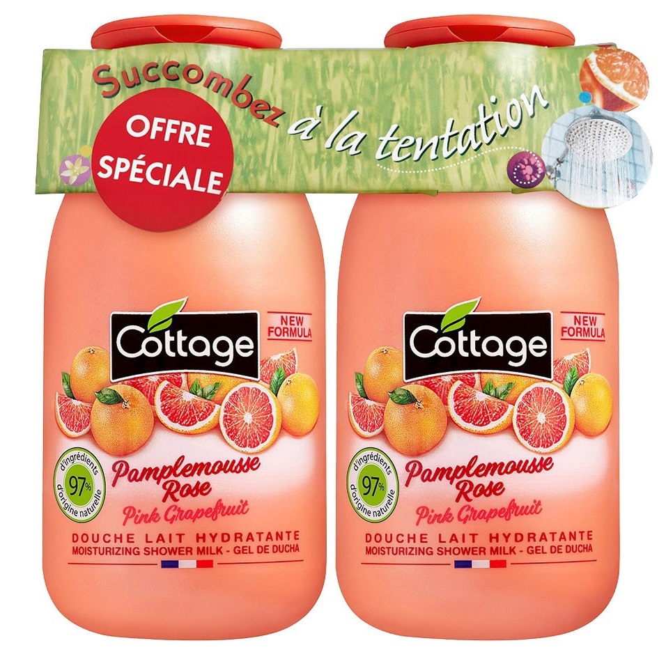 Набір Cottage Pink Grapefruit Молочко для душу, 2шт. х 250 мл - фото 1