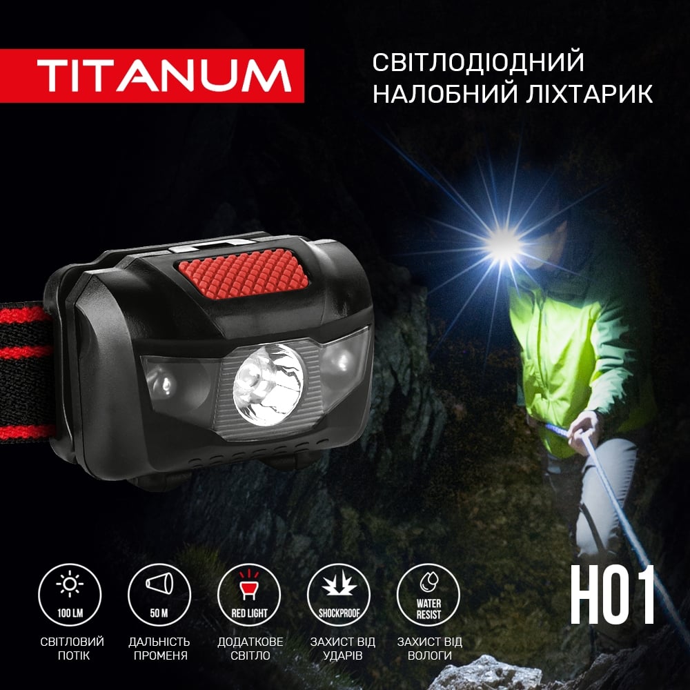 Налобний світлодіодний ліхтарик Titanum TLF-H01 100 Lm 6500 K (TLF-H01) - фото 7