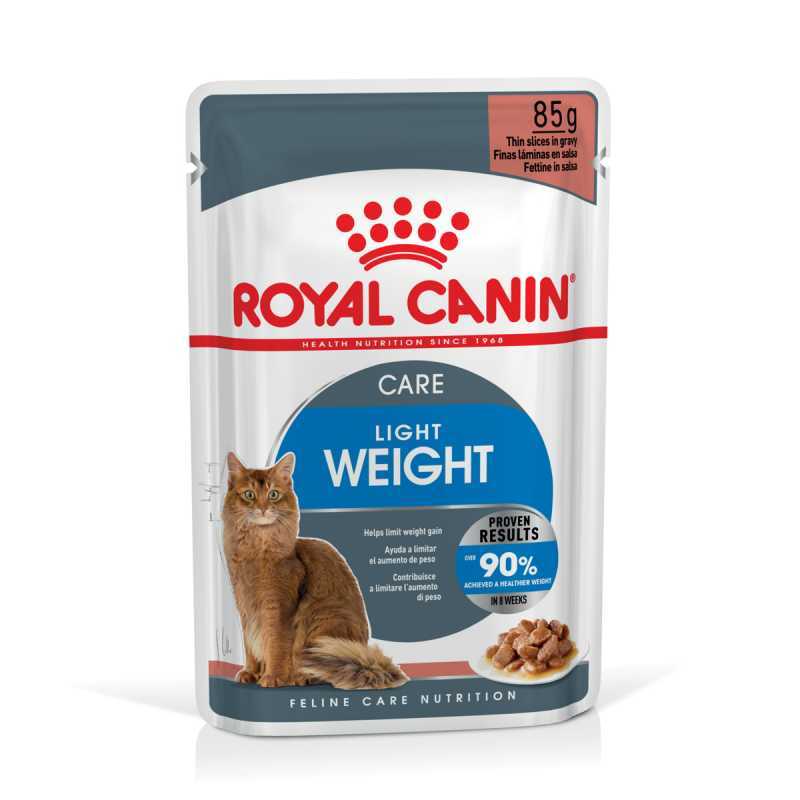 Влажный корм для взрослых котов предрасположенных к избыточному весу Royal Canin Ultra Light, кусочки в соусе, 85 г - фото 1