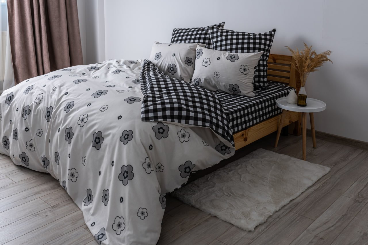Комплект постельного белья ТЕП Soft dreams Miracle евро темно-серый с белым (2-03859_26047) - фото 2