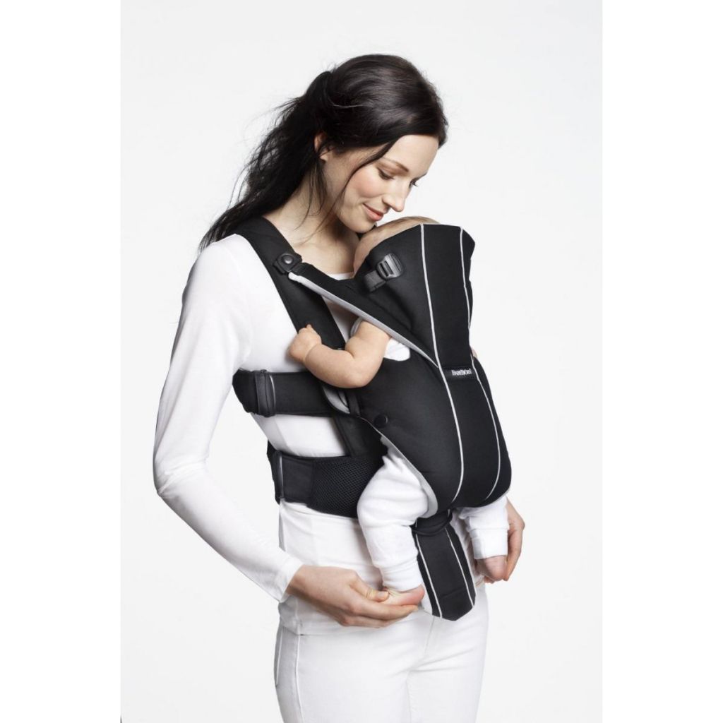 Рюкзак-кенгуру Babybjorn Baby Carrier Miracle Cotton, чорний з сріблястим (96065) - фото 4