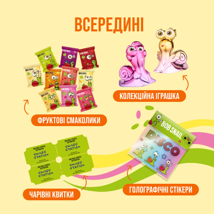 Набір солодощів Bob Snail Snack Track з іграшкою та стікером - фото 4