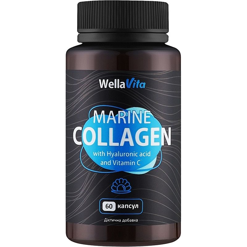 Дієтична добавка Wella Vita Колаген морський з гіалуроновою кислотою та вітаміном С 60 капсул - фото 1