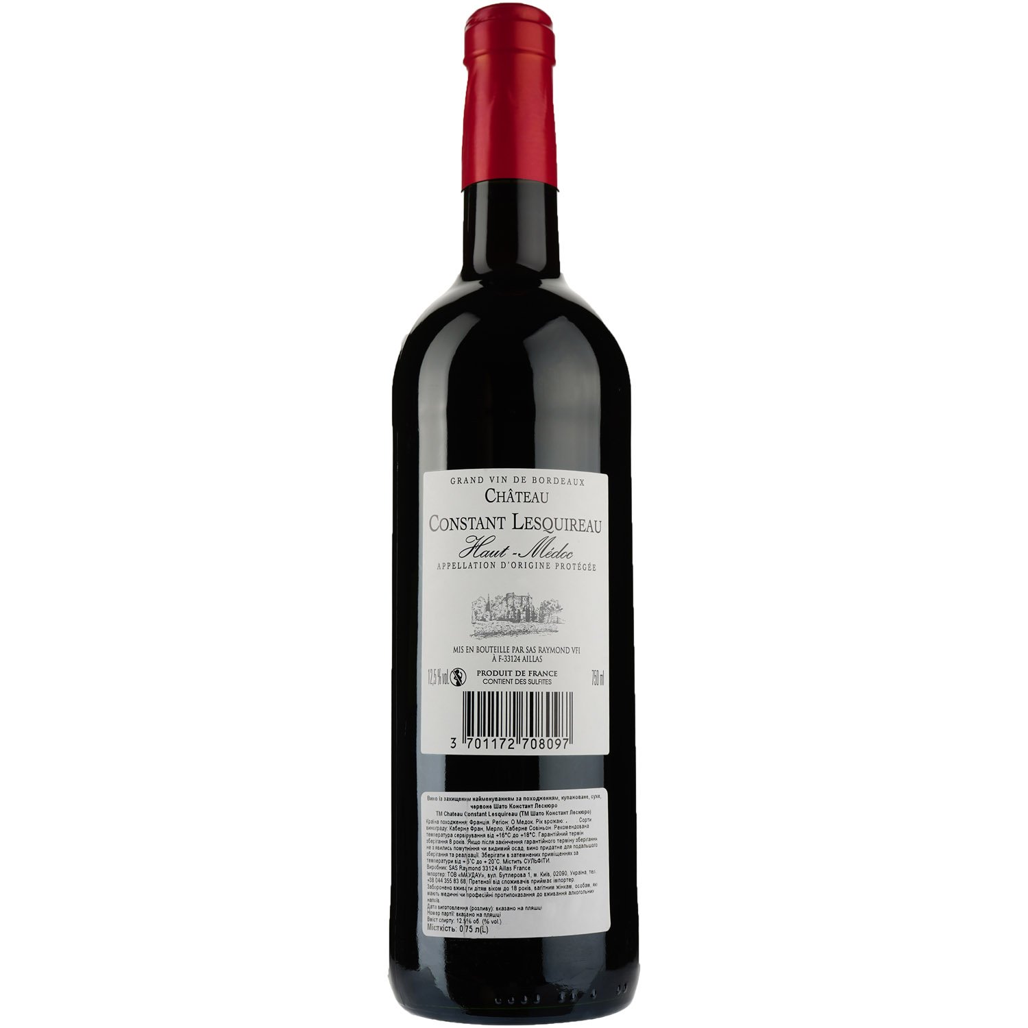 Вино Chateau Constant Lesquireau AOP Haut-Medoc 2019, красное, сухое, 0,75 л - фото 2