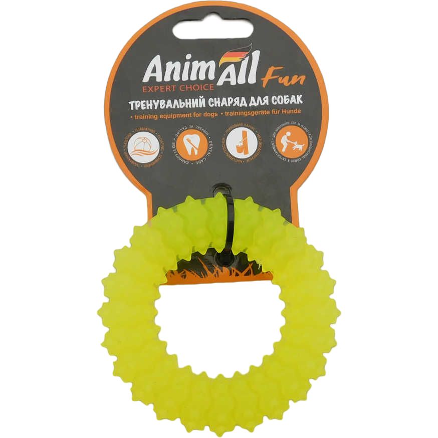 Игрушка для собак AnimAll Fun AGrizZzly Кольцо с шипами желтая 9 см - фото 1