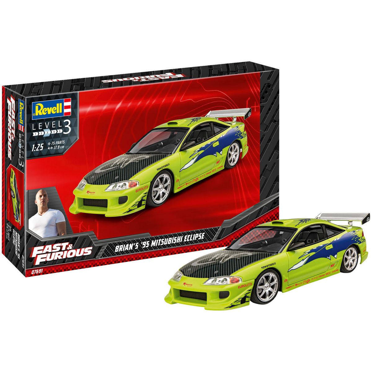 Збірна модель Revell Автомобіль Mitsubishi Eclipse 1995 з фільму Форсаж, рівень 3, масштаб 1:25, 75 деталей (RVL-07691) - фото 9