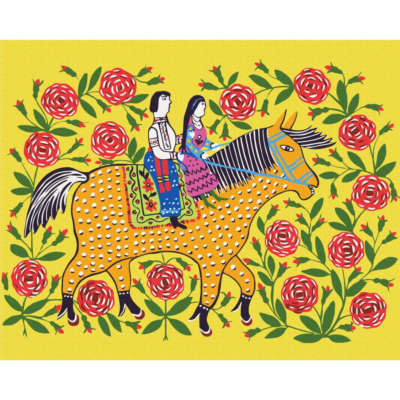 Картина по номерам Девушка с казаком на прогулке Maria Prymachenko Brushme 50х60 см разноцветная 000276705 - фото 1