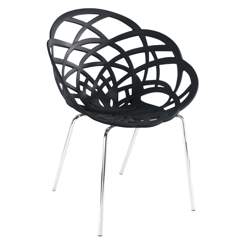 Крісло Papatya Flora-ML, матове чорне сидіння, ніжки хром (873574) - фото 1