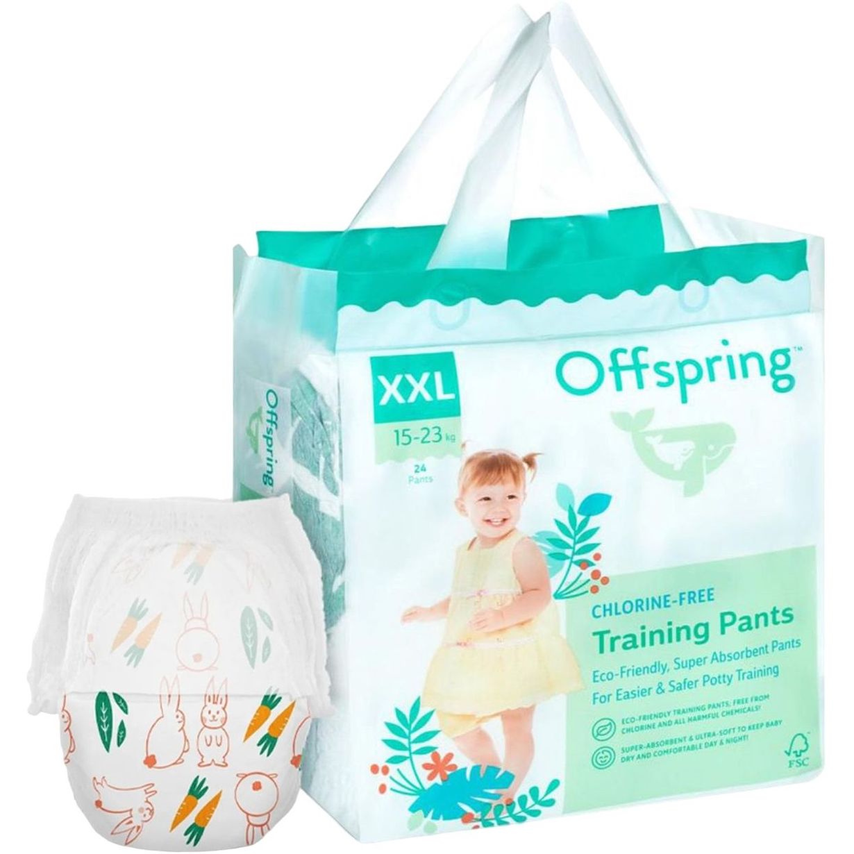 Підгузки-трусики Offspring Hugs Bunny XXL (15-23 кг) 24 шт. (DP-OI-FAP-XXL24P-HBN) - фото 1