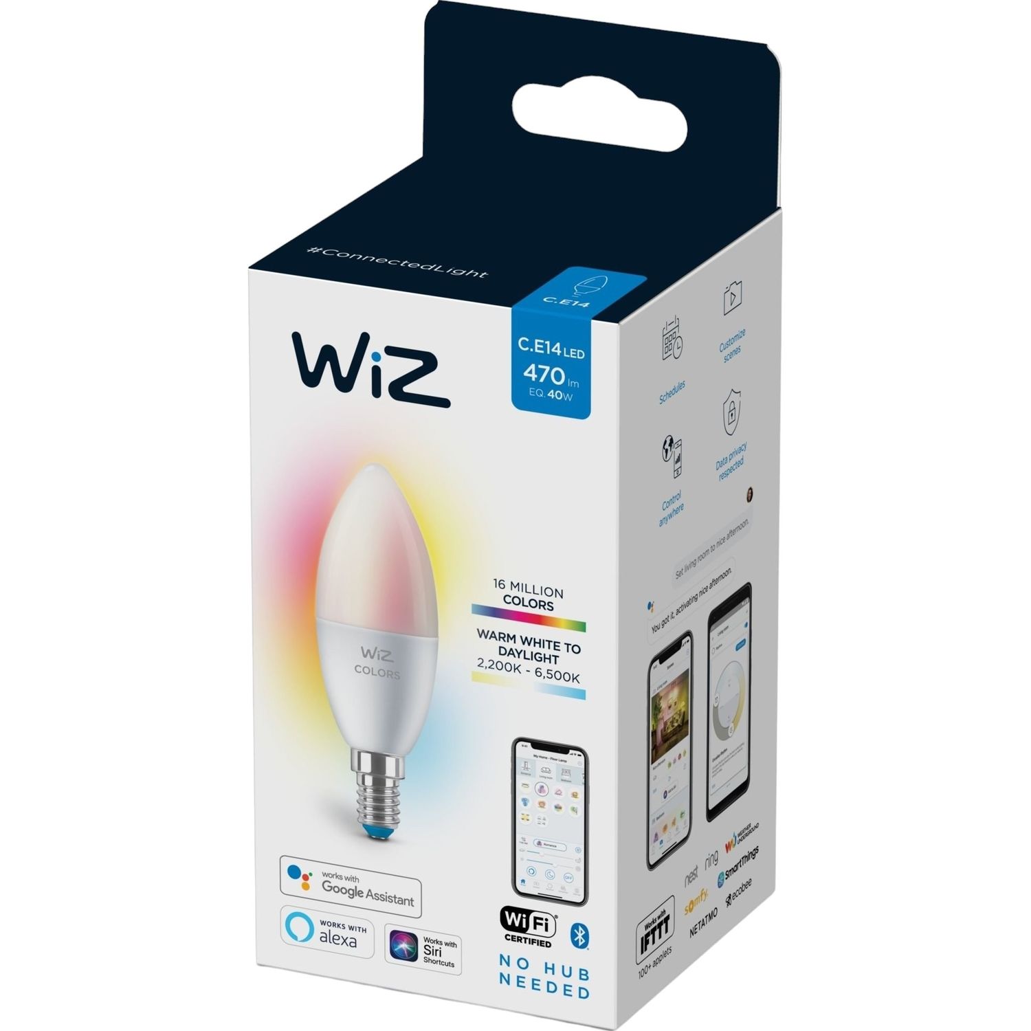 Лампа WiZ LED E14 Wi-Fi умная 4.9 Вт 2200-6500 K 400 ЛМ C37 RGB (929002448802) - фото 3