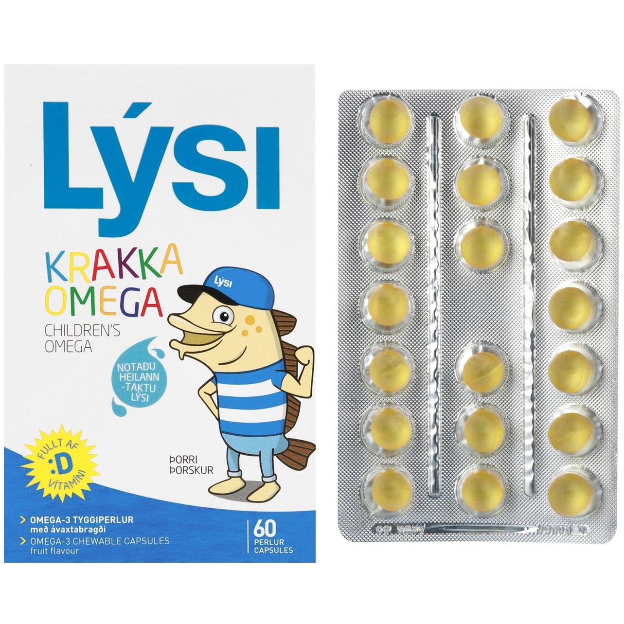 Омега-3 для детей Lysi с витамином D3 жевательные капсулы с фруктовым вкусом №60 - фото 1