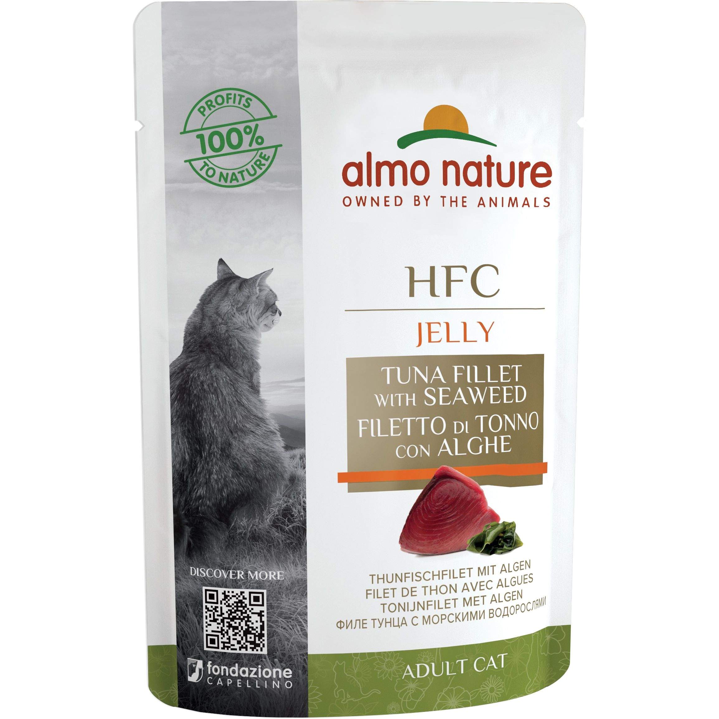 Влажный корм для кошек Almo Nature HFC Cat Jelly филе тунца и водоросли 55 г - фото 1