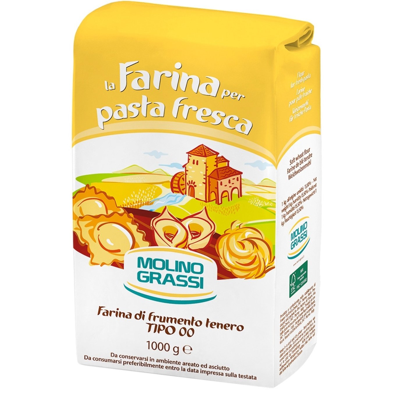 Мука Molino Grassi Pasta Fresca Tipo 00 из мягких сортов пшеницы 1 кг - фото 1