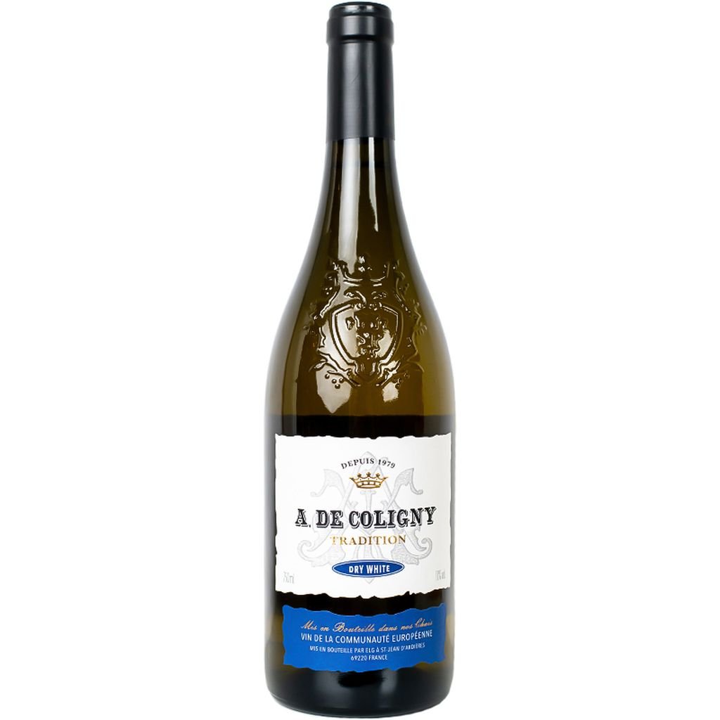Вино A. De Coligny White Dry, белое, сухое, 11%, 0,75 л - фото 1