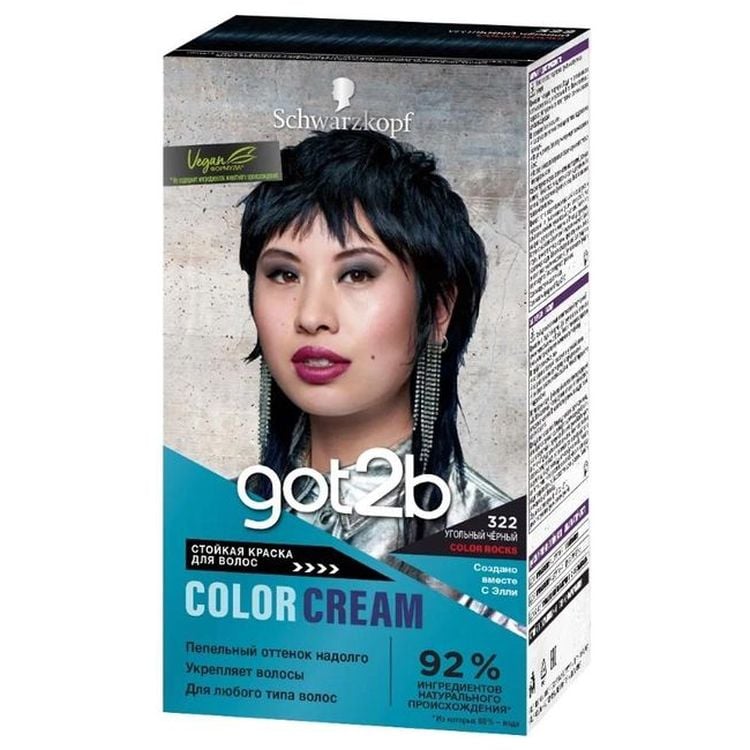 Стійка крем-фарба для волосся got2b Color Rocks 322 Вугільно-чорний, 142.5 мл - фото 1