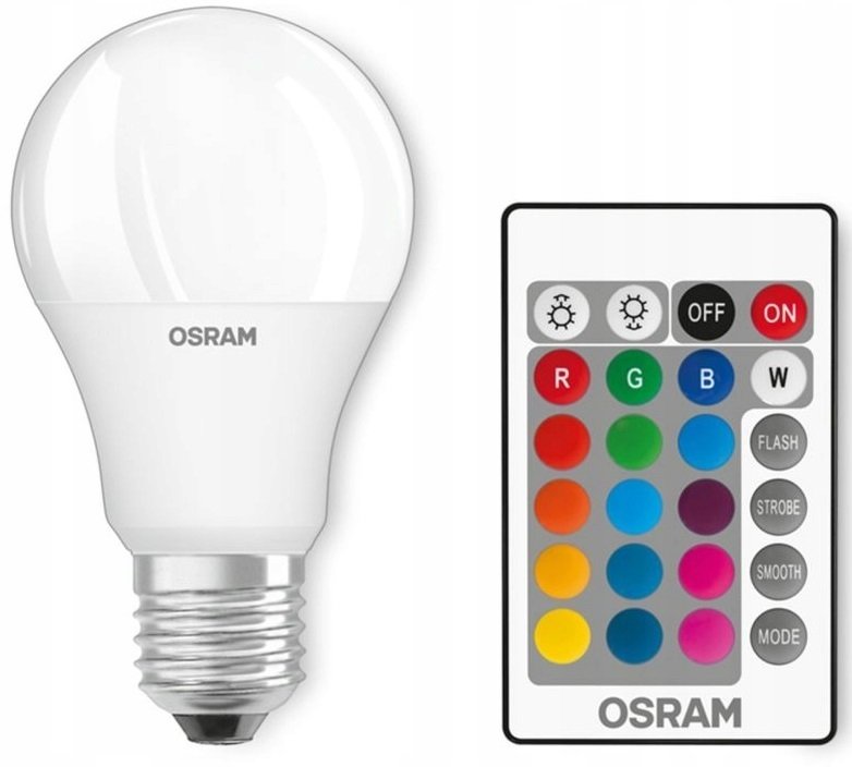 Лампа Osram LED E27 RGB 9W 2700К 806Lm A60 пульт ДУ (4058075430754) - фото 2