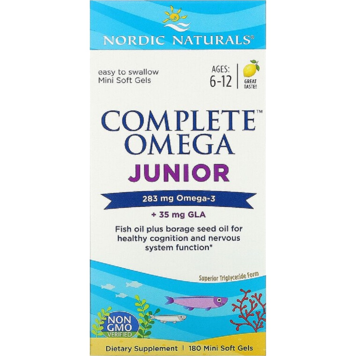 Риб'ячий жир для підлітків Nordic Naturals Complete Omega Junior зі смаком лимона 283 мг 180 капсул - фото 2