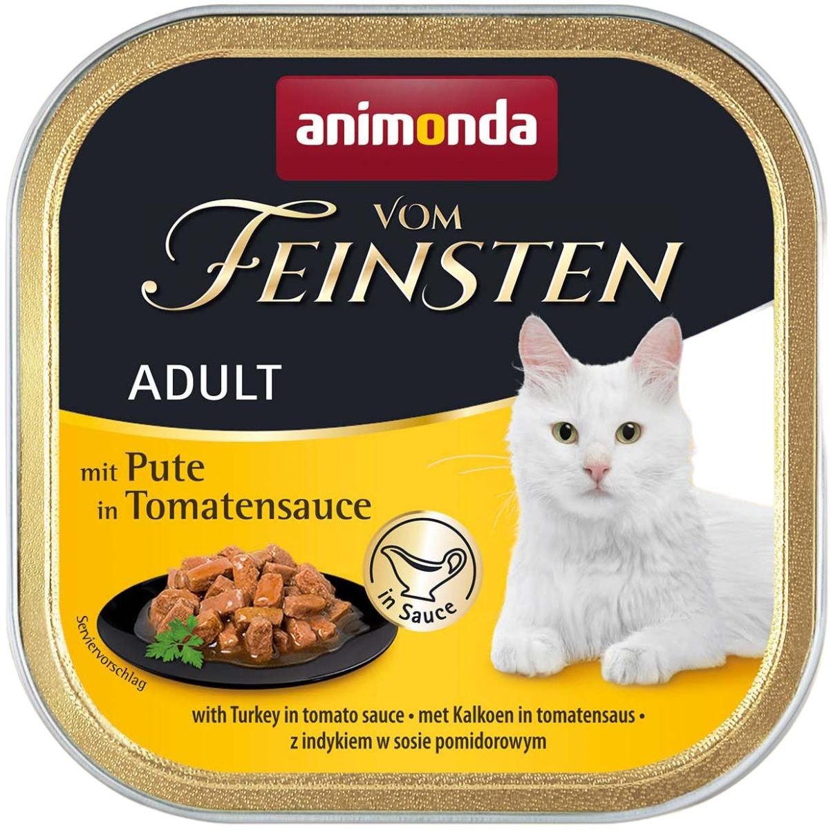 Вологий корм для котів Animonda Vom Feinsten Adult with Turkey in Tomato sauce, з індичкою в томатному соусі, 100 г - фото 1