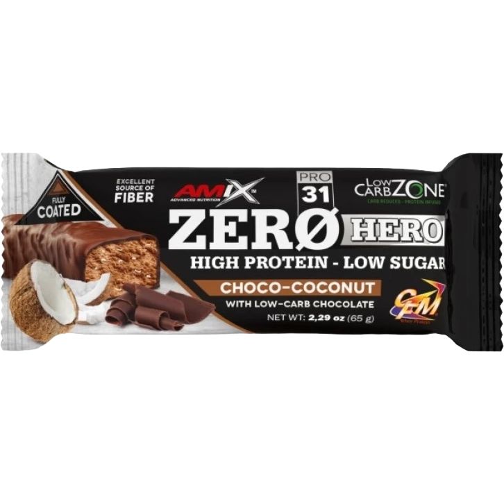 Батончик Amix Low-Carb ZeroHero Protein Bar шоколад-кокос 65 г - фото 1
