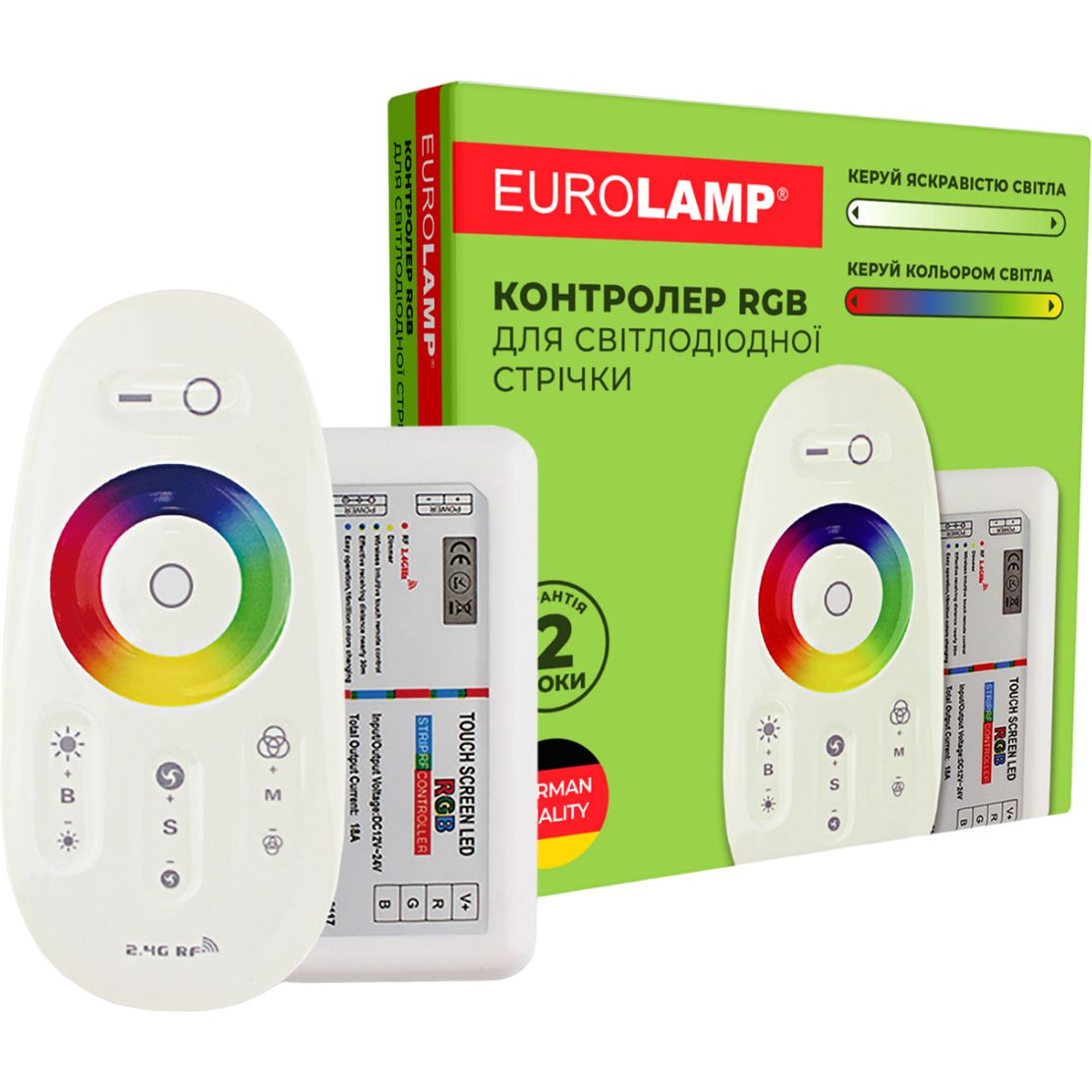 Контролер RGB для світлодіодної стрічки Eurolamp 144W(12V) 288W(24V) 4A/канал (CNTR/RGB(12-24V)) - фото 1