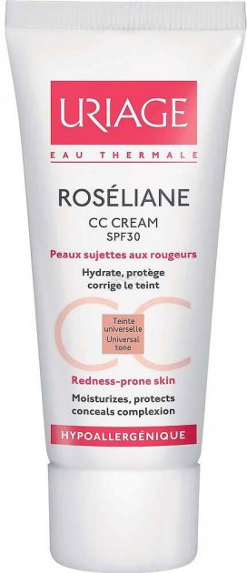 Солнцезащитный крем для лица Uriage Roséliane CC Cream SPF 30 Против покраснений, средний тон, 40 мл - фото 1