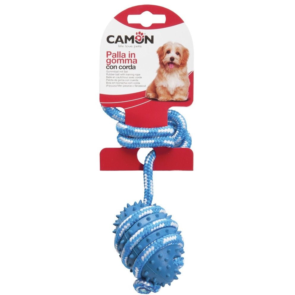 Игрушка для собак Camon мяч с веревкой, 35х7 см, в ассортименте - фото 2