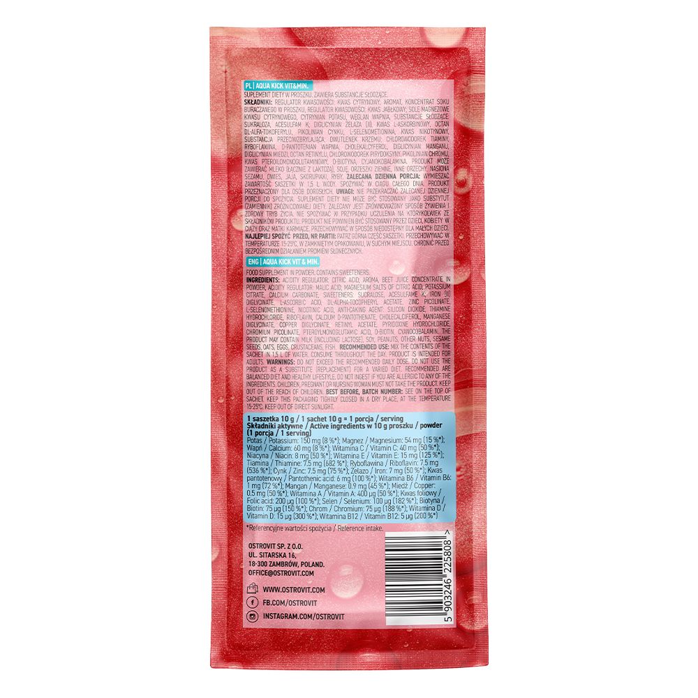 Витаминно-минеральный комплекс OstroVit Aqua Kick VIT&MIN Strawberry 10 г - фото 2