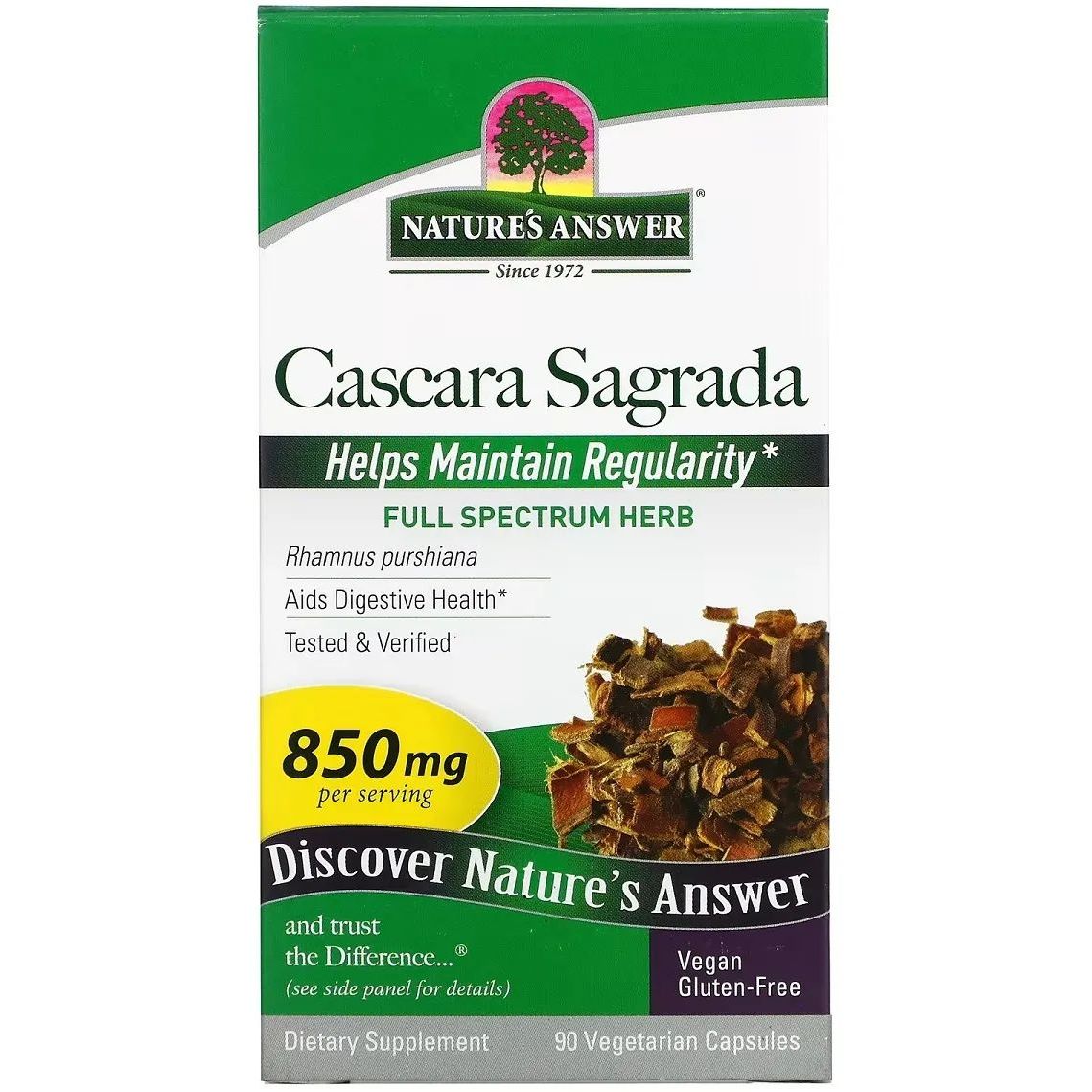 Каскара Саграда Nature's Answer Cascara Sagrada 850 мг 90 вегетаріанських капсул - фото 2