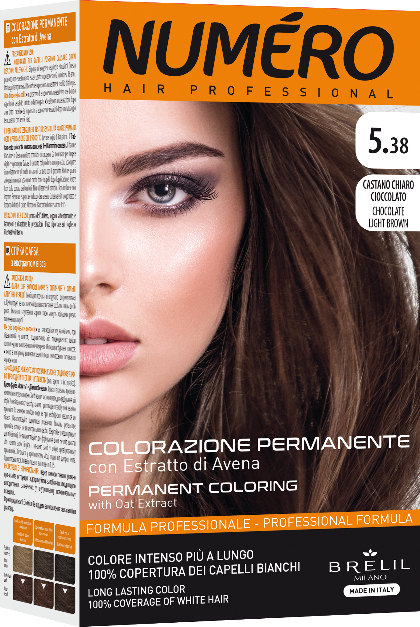 Краска для волос Numero Hair Professional Chocolate light brown, тон 5.38 (Светлый шоколадный каштан), 140 мл - фото 1