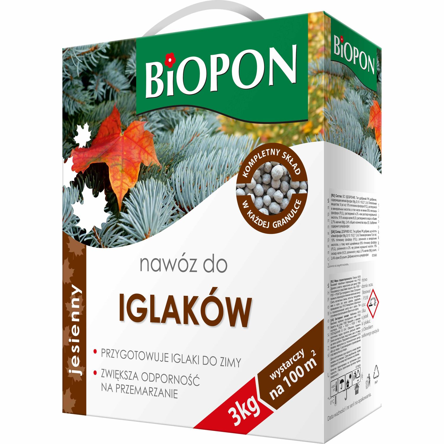 Добриво гранульоване Biopon для хвойних рослин осіннє 3 кг - фото 1