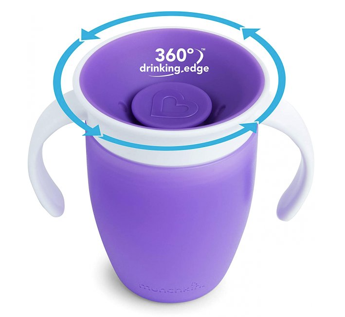 Чашка-непроливайка Munchkin Miracle 360 з ручками та кришкою, 207 мл, фіолетовий (051857) - фото 3