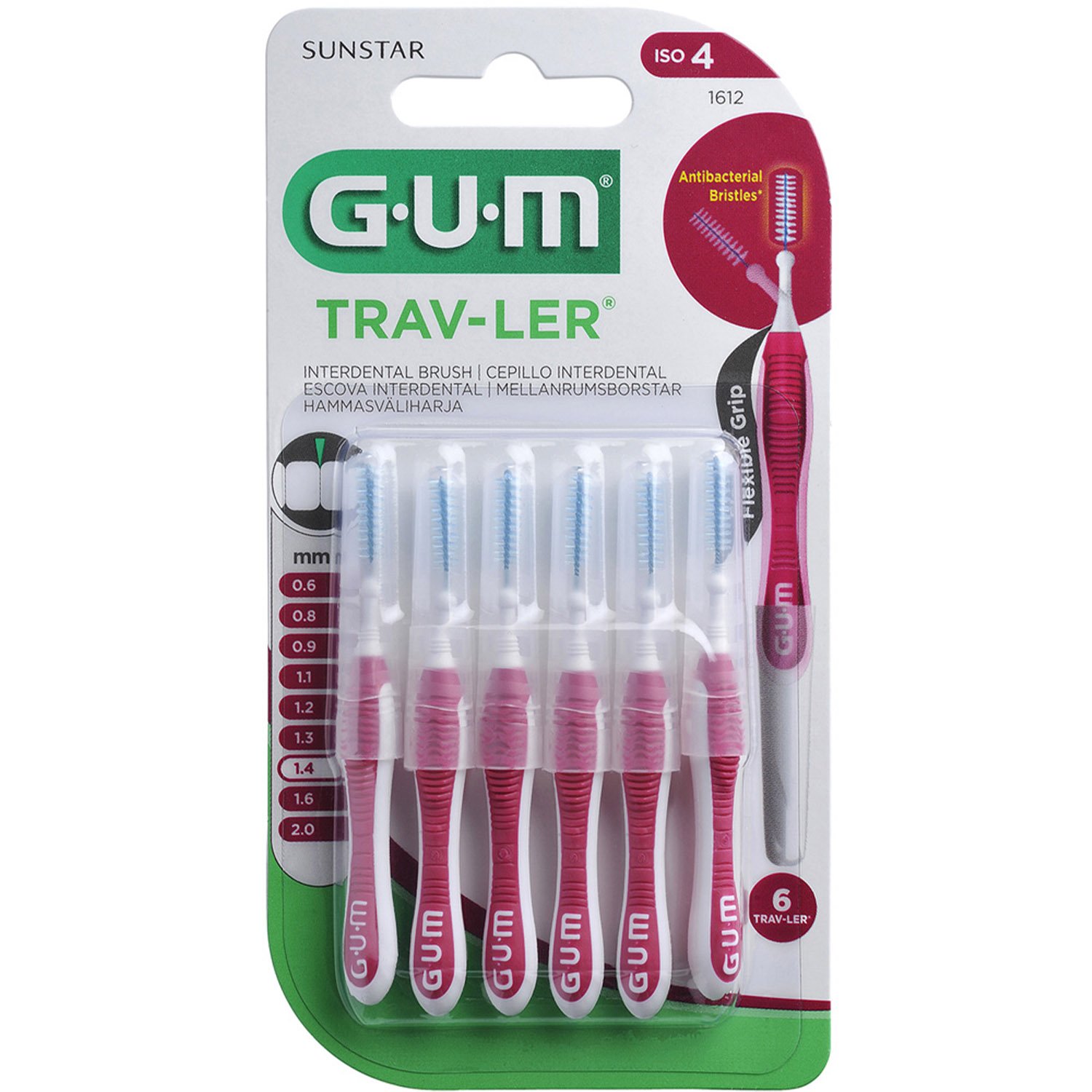 Щітка для міжзубних проміжків GUM TravLer 1.4 мм 6 шт. - фото 1