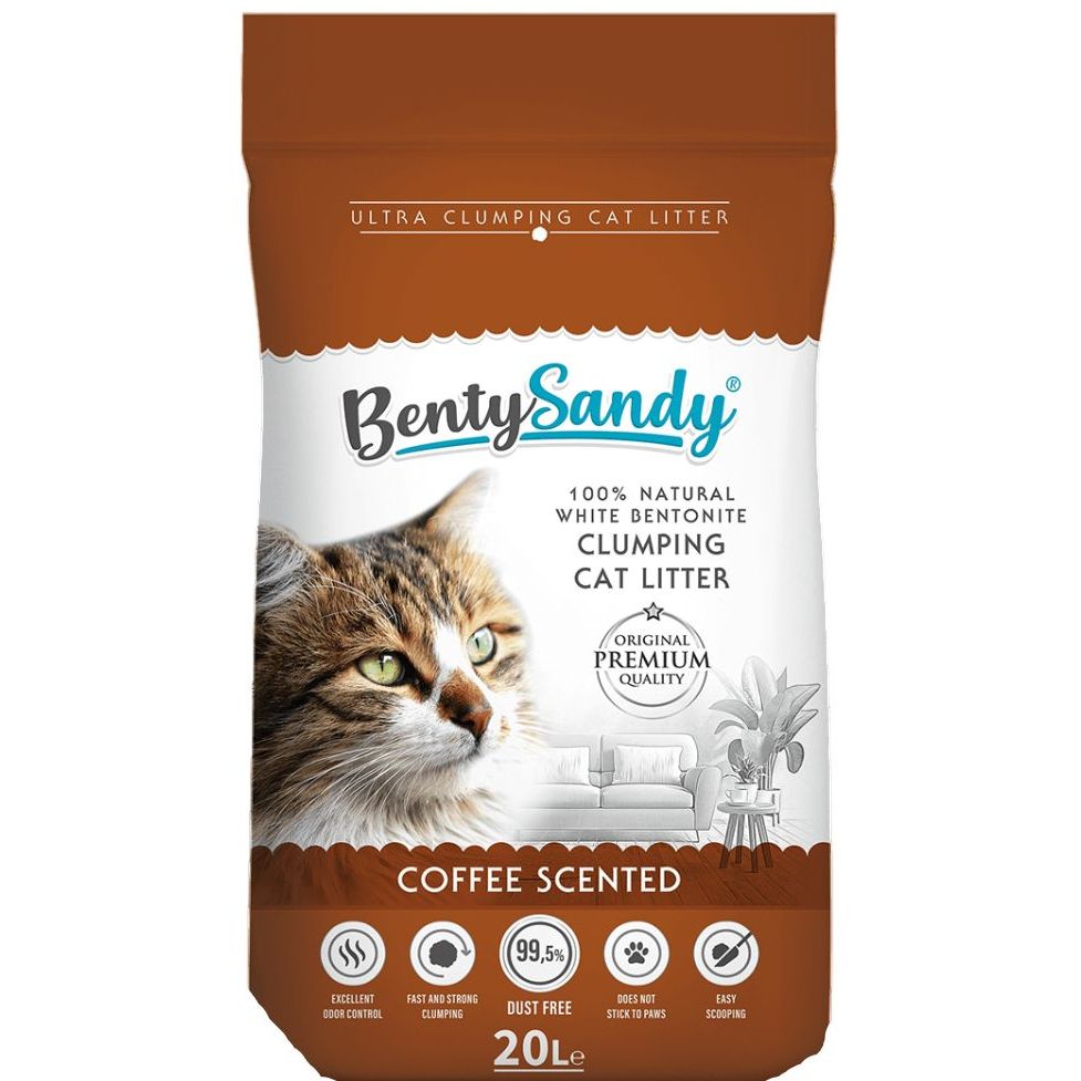 Наповнювач для котячого туалету Benty Sandy Coffee Scented бентонітовий з ароматом кави кольорові гранули 20 л - фото 1