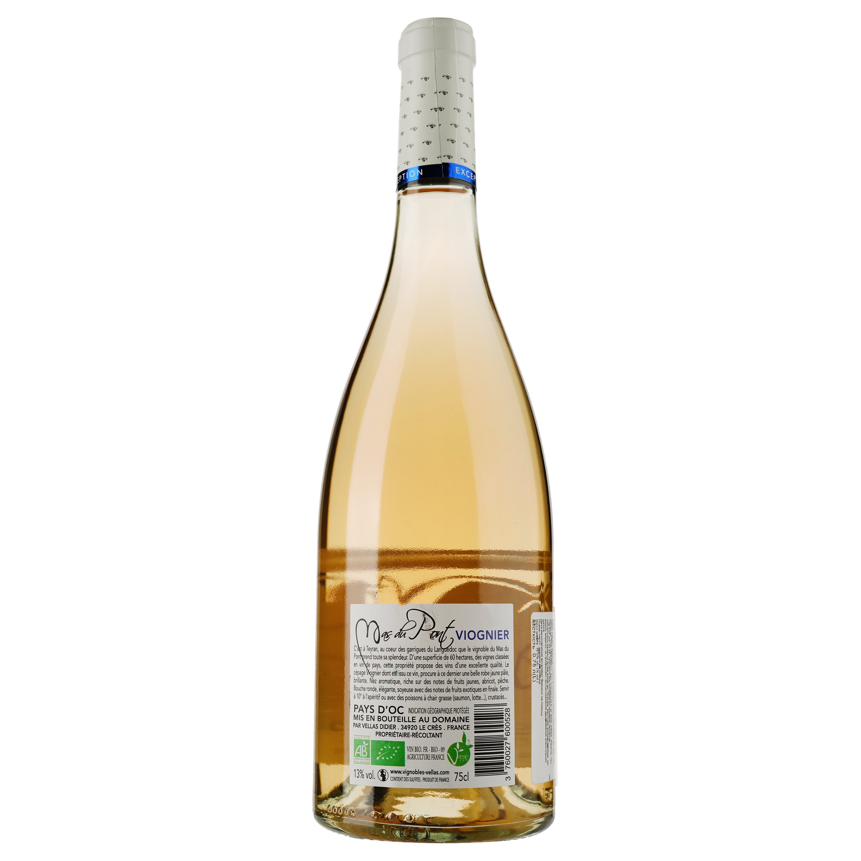 Вино Mas Du Pont Viognier Exception Blanc IGP Pays D'Oc, белое, сухое, 0,75 л - фото 2