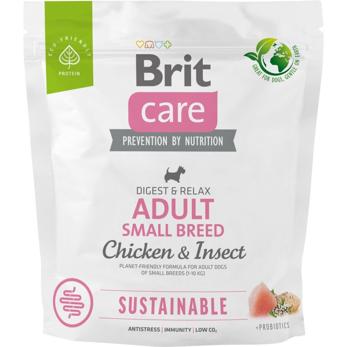 Сухий корм для собак малих порід Brit Care Dog Sustainable Adult Small Breed, з куркою та комахами, 1 кг - фото 1