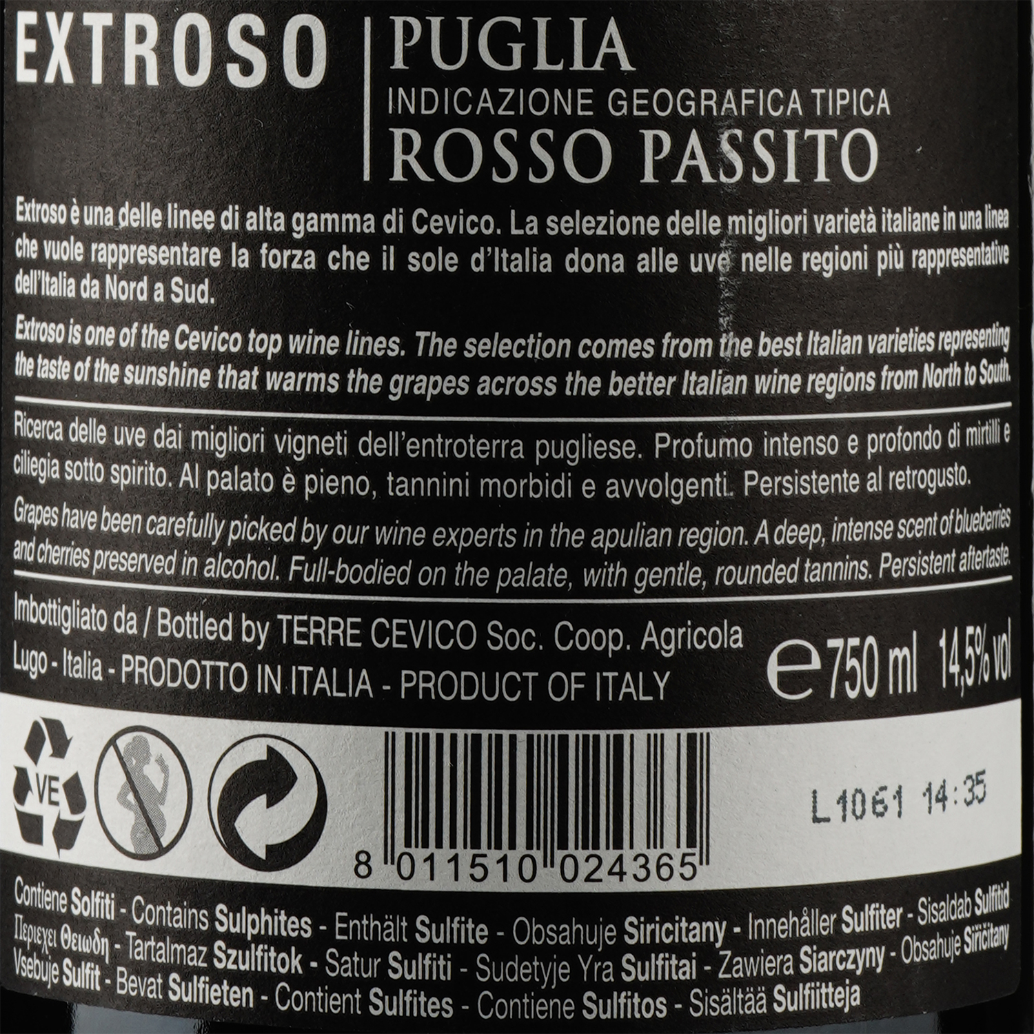 Вино Extroso Puglia IGP Rosso Appassimento, червоне, сухе, 14,5%, 0,75 л - фото 4