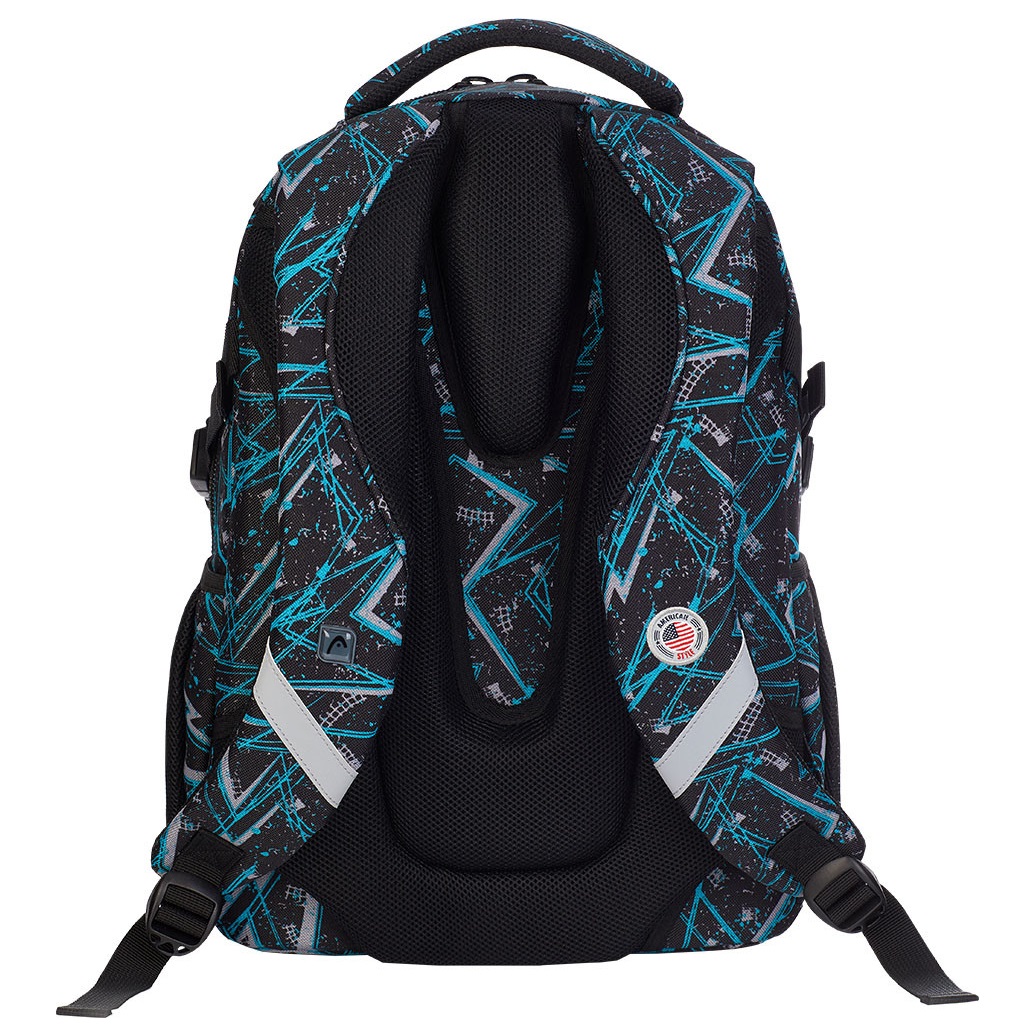 Рюкзак школьный ортопедический Head 3 HD-256, 46х32 см черный с голубым (502019032) - фото 2